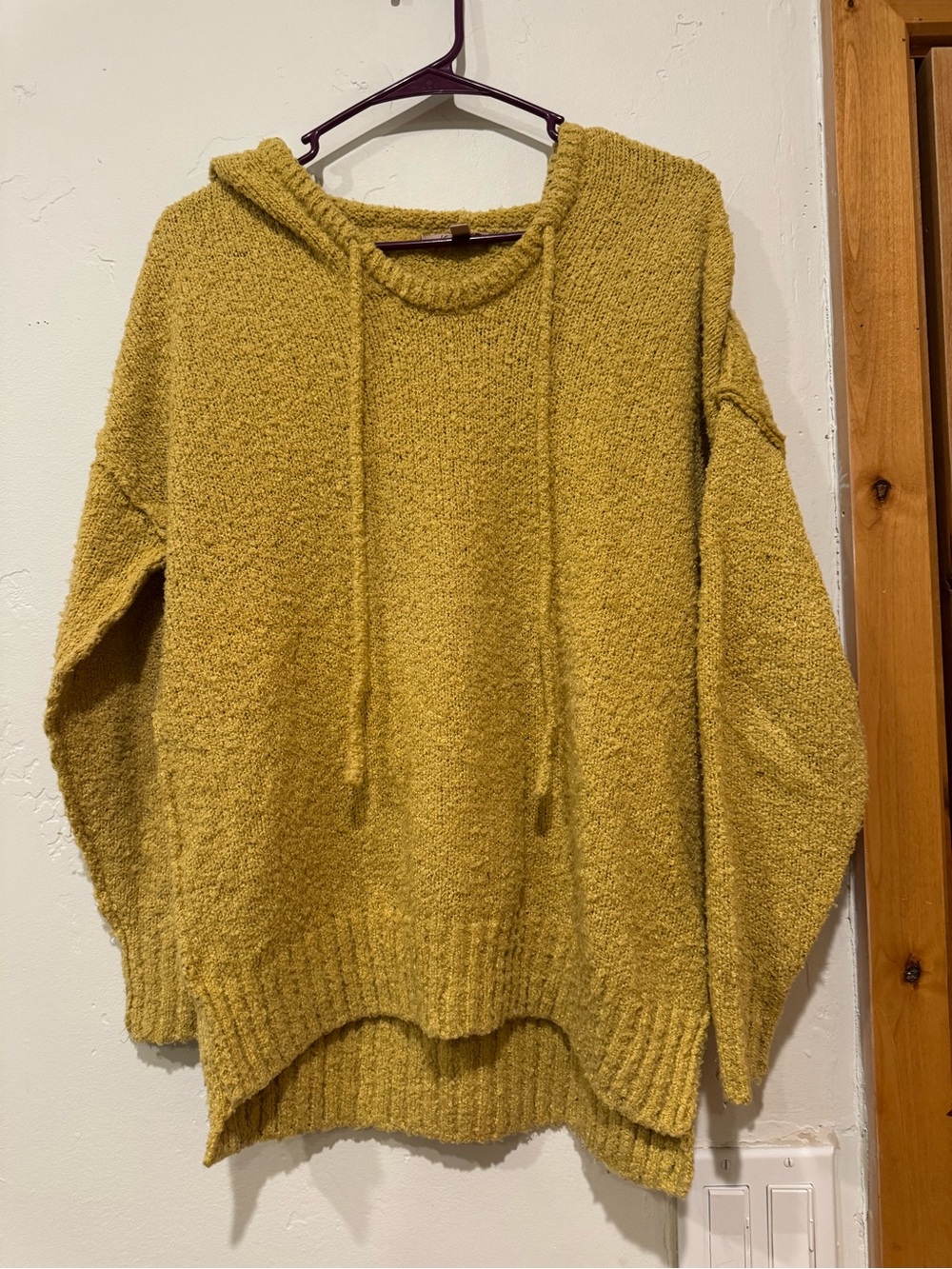 Love Tree Mustard Bouclé Hooded Sweater